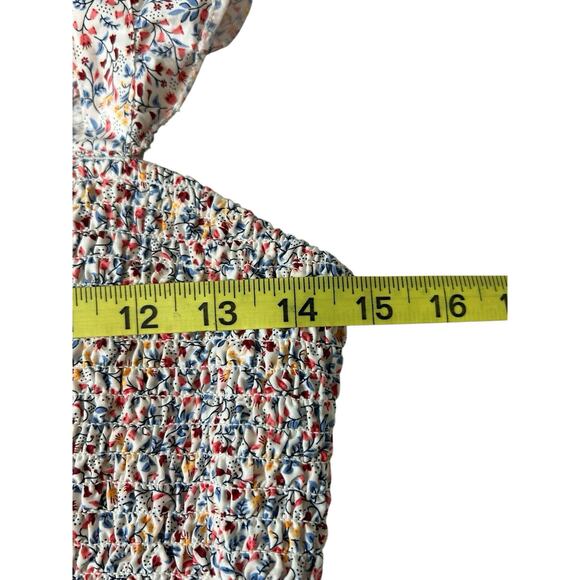 Old Navy Fully Smocked Tank Top Women’s Sz M Ditsy Floral Ruffle Coquette Fairy - Picture 6 of 9